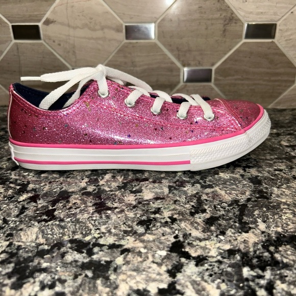 Converse Girl Youth Junior Size 3 Pink 665108C Sparkle Glitter Sneaker - Picture 5 of 10
